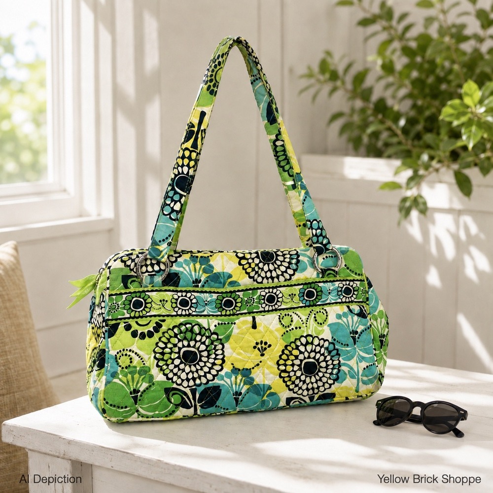 Vera Bradley Whitney Shoulder Bag Limes Up Triple Compartment Retired
